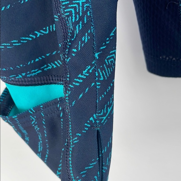 Patagonia Women’s All Weather Zip-Neck Teal Navy Hiking Running Top UPF 15 Large - Picture 8 of 17